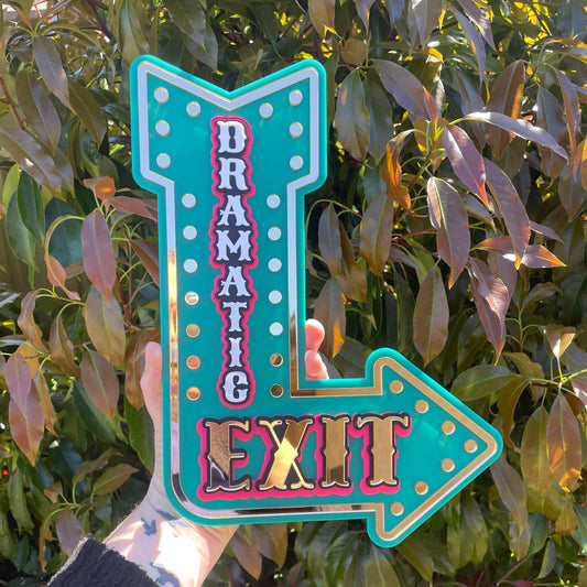 Statement Wall Decor Dramatic Exit Sign | Marquee Arrow Wall Art | Unique Gallery Wall Feature | Layered Acrylic