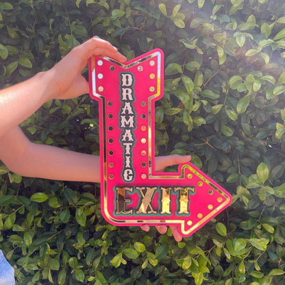 Girls Room Wall Decor Dramatic Exit Sign | Kids Room Statement Wall Art | Whimsical Marquee Arrow for Playroom or Bedroom