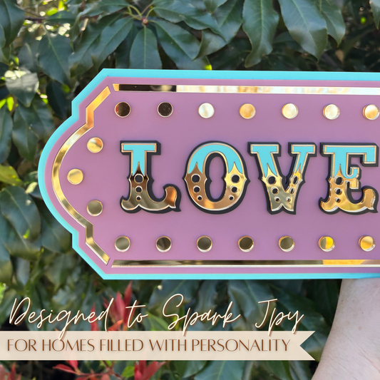 Love You, Bye Marquee Wall Sign | Pink Layered Acrylic Statement Decor